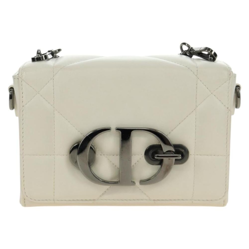 Dior Canage Caro Shoulder Bag White Lambskin Leather